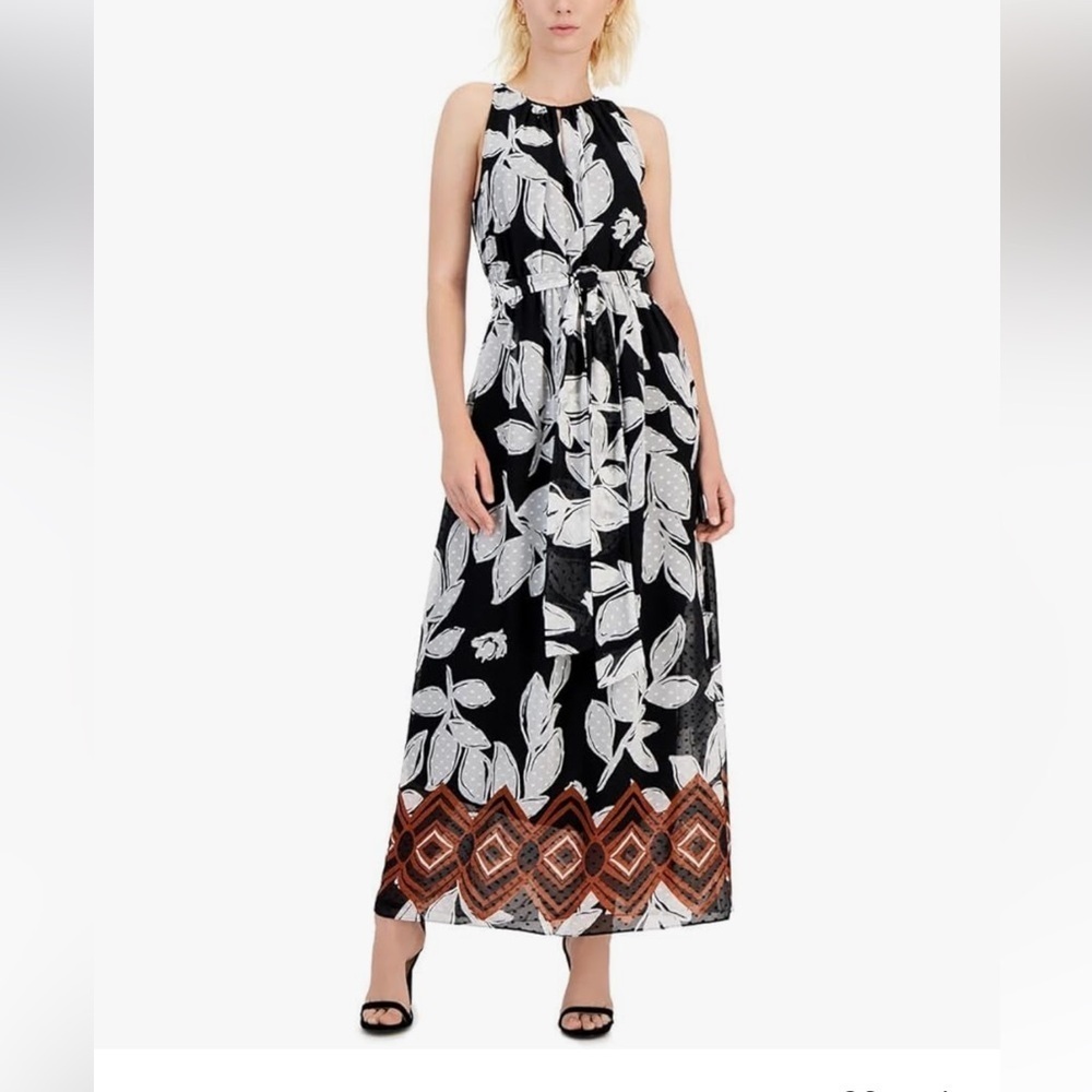 NWT Anne Klein Womens Printed Chiffon Halter Dress size 12
